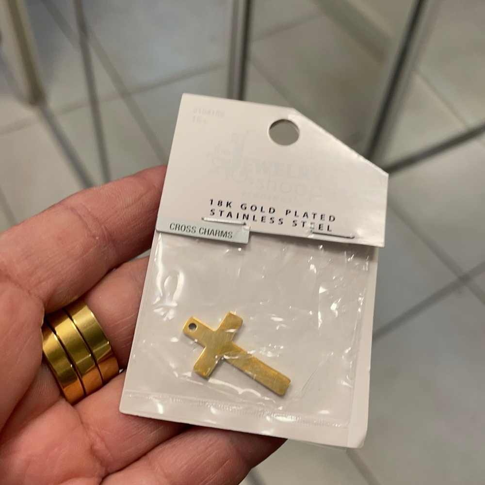 New Gold plated Cross charms stainless steel